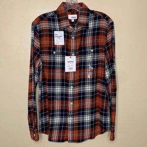 SONOMA Button Down Shirt Orange Blue THE SUPERSOFT FLANNEL Casual Mens Small